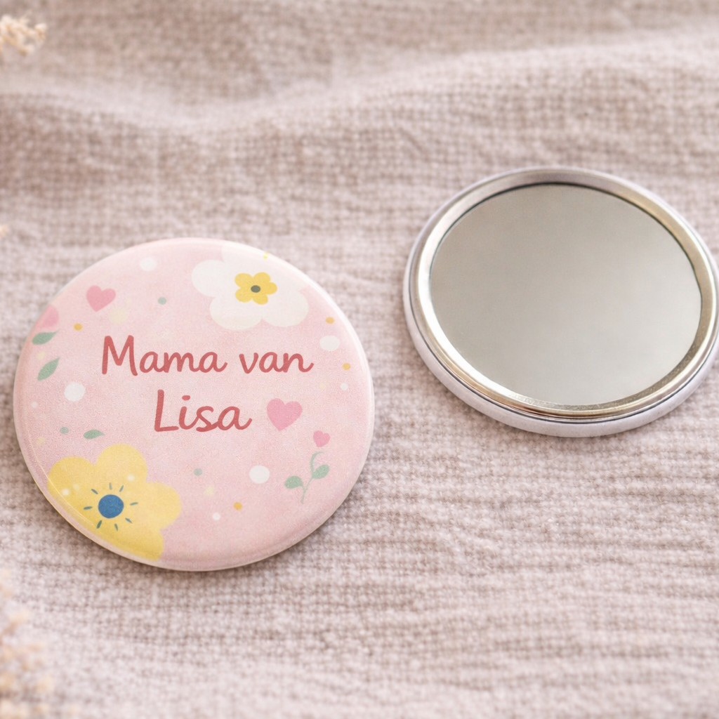 Gepersonaliseerde Mama Spiegel 58mm β Naam naar keuze β Compact Zakspiegeltje β Cadeau voor Moeder