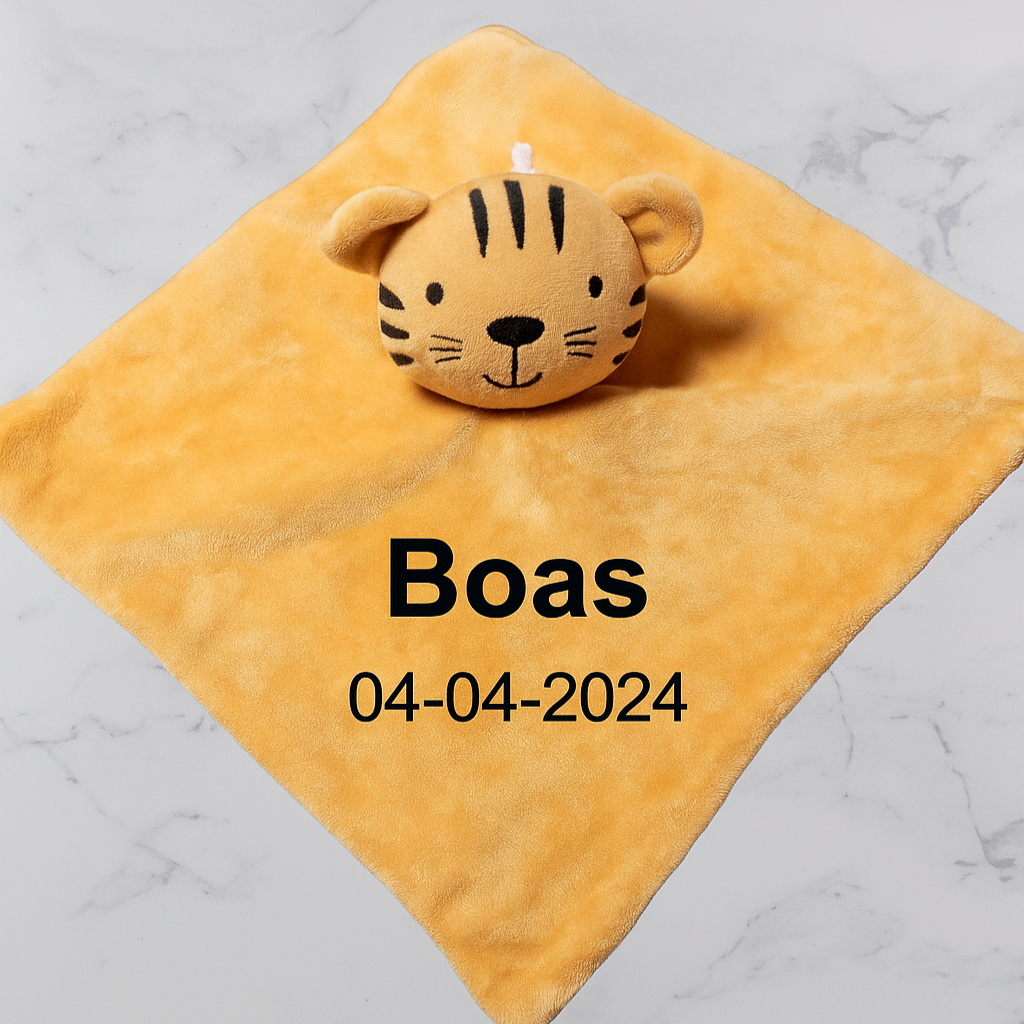 Knuffel doekje - leeuw - met naam en geboortedatum