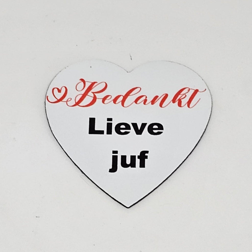 Magneet hart vorm - Bedankt lieve juf