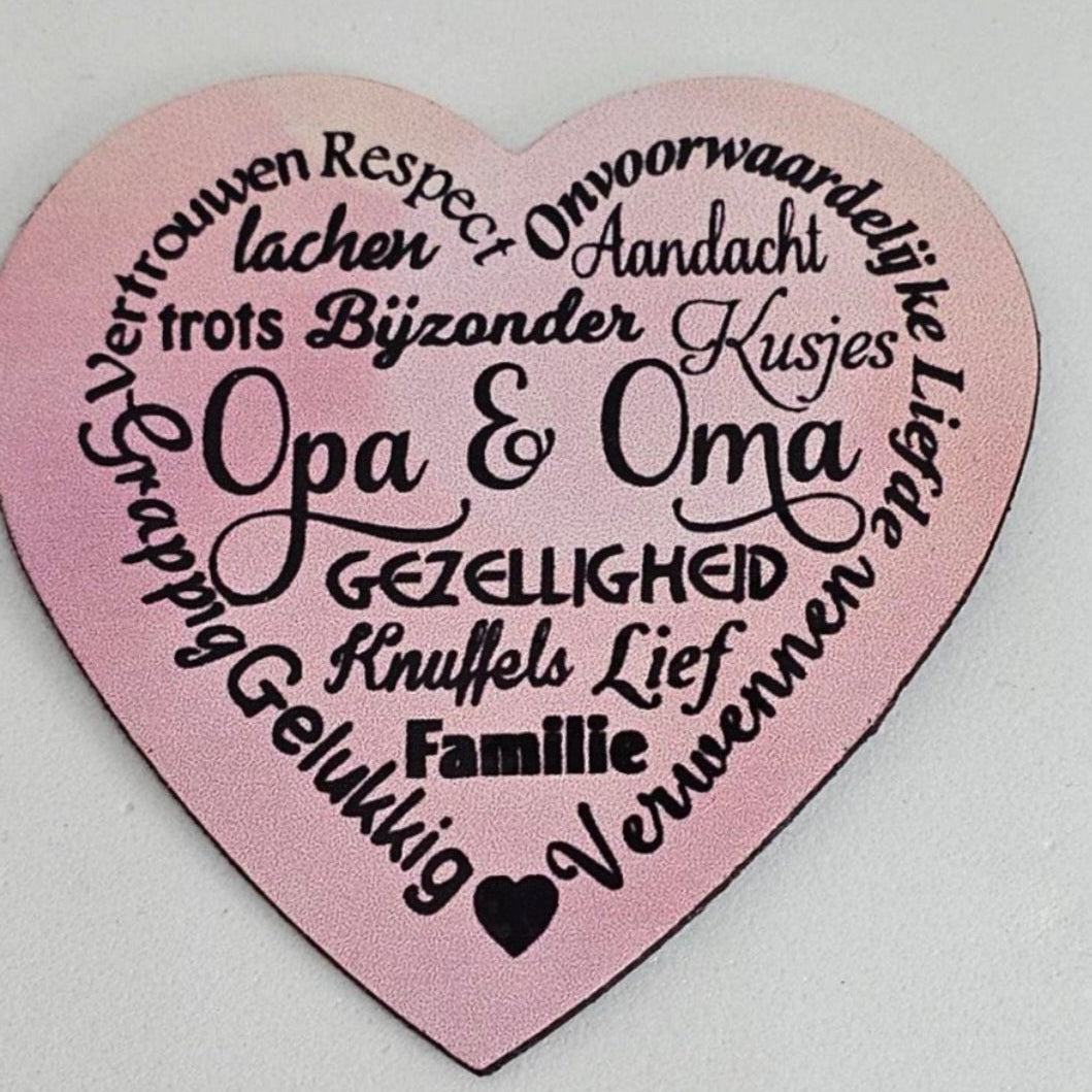 Magneet hart vorm - opa en oma