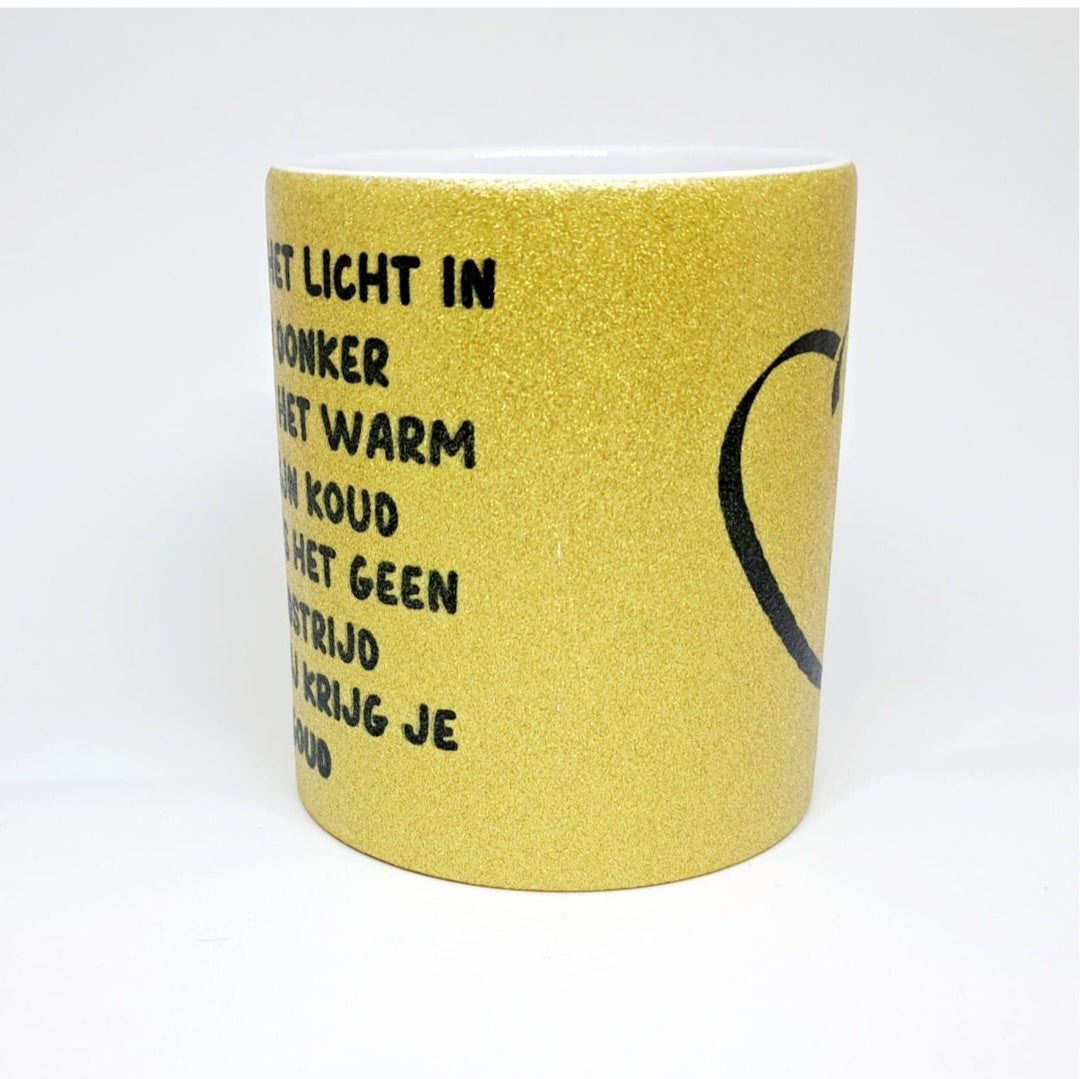 Mok - Goud met hart en tekst