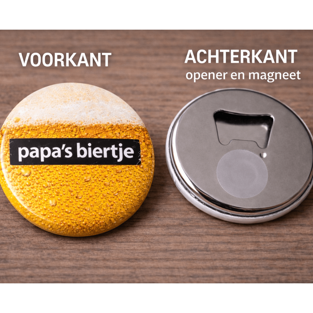 Bieropener met Magneet – “Papa’s Biertje” – Koelkastmagneet Flesopener – Origineel Cadeau voor Vader & Bierliefhebbers