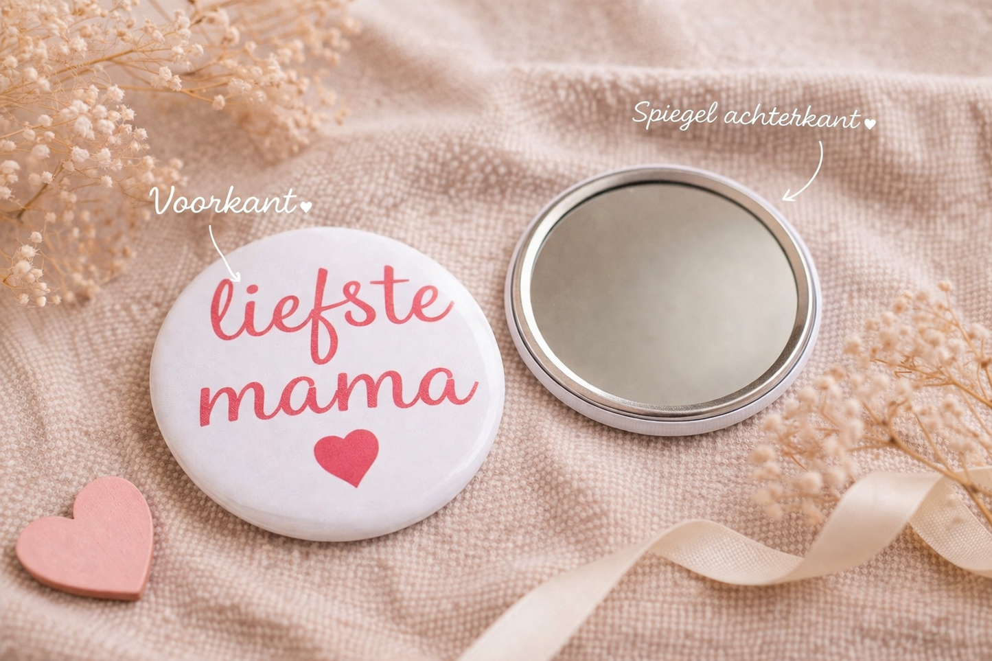 Liefste Mama Spiegel 58mm – Compact Zakspiegeltje – Cadeau voor Moeder