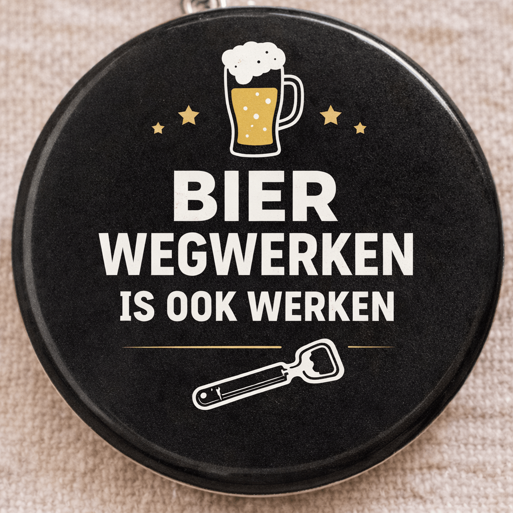 Koelkastmagneet- bier wegwerken is ook werken