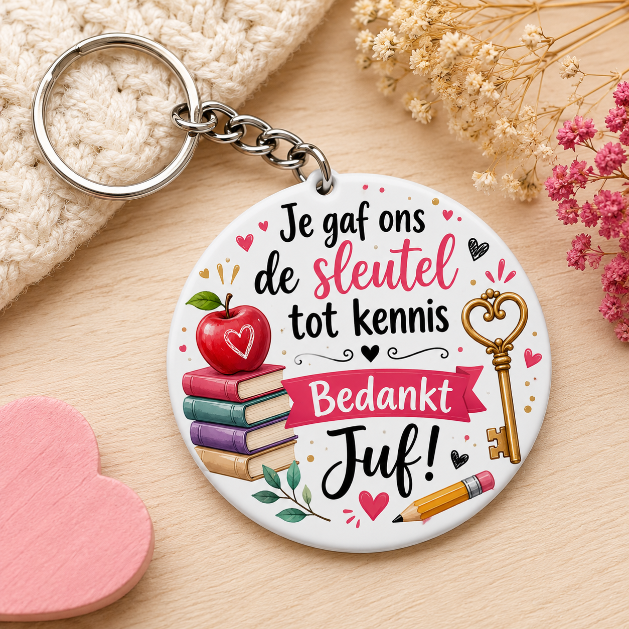 Bedankt Juf Sleutelhanger – Je Gaf Ons De Sleutel Tot Kennis | Cadeau Einde Schooljaar