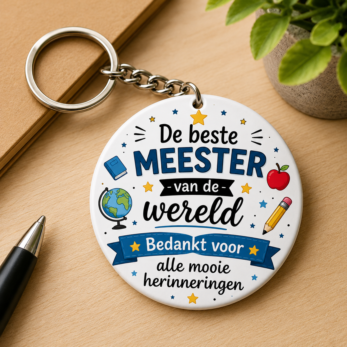 Meester Cadeau De Beste Meester van de Wereld - Sleutelhanger cadeau voor meester