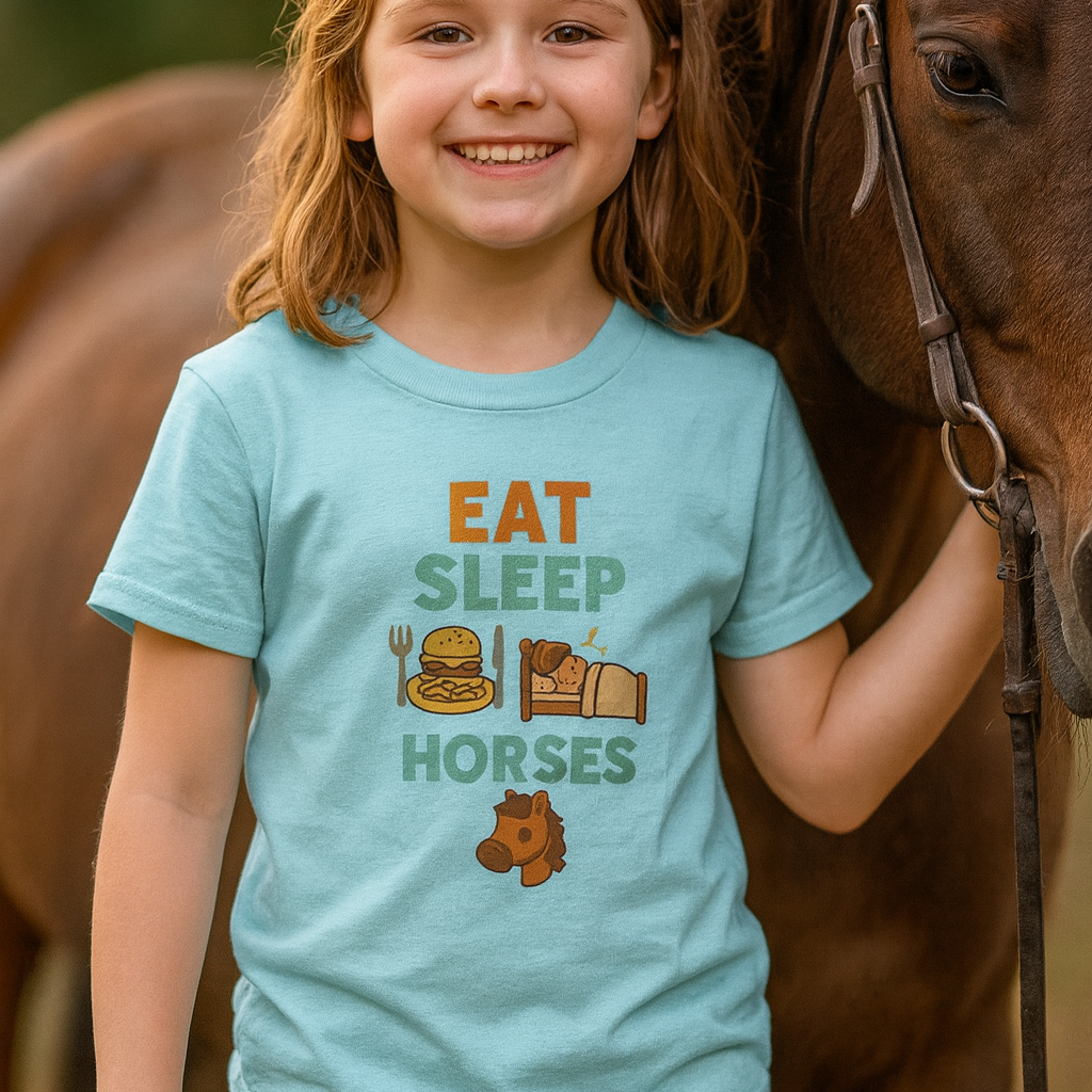 T-Shirt kinderen - Eat Sleep Horses