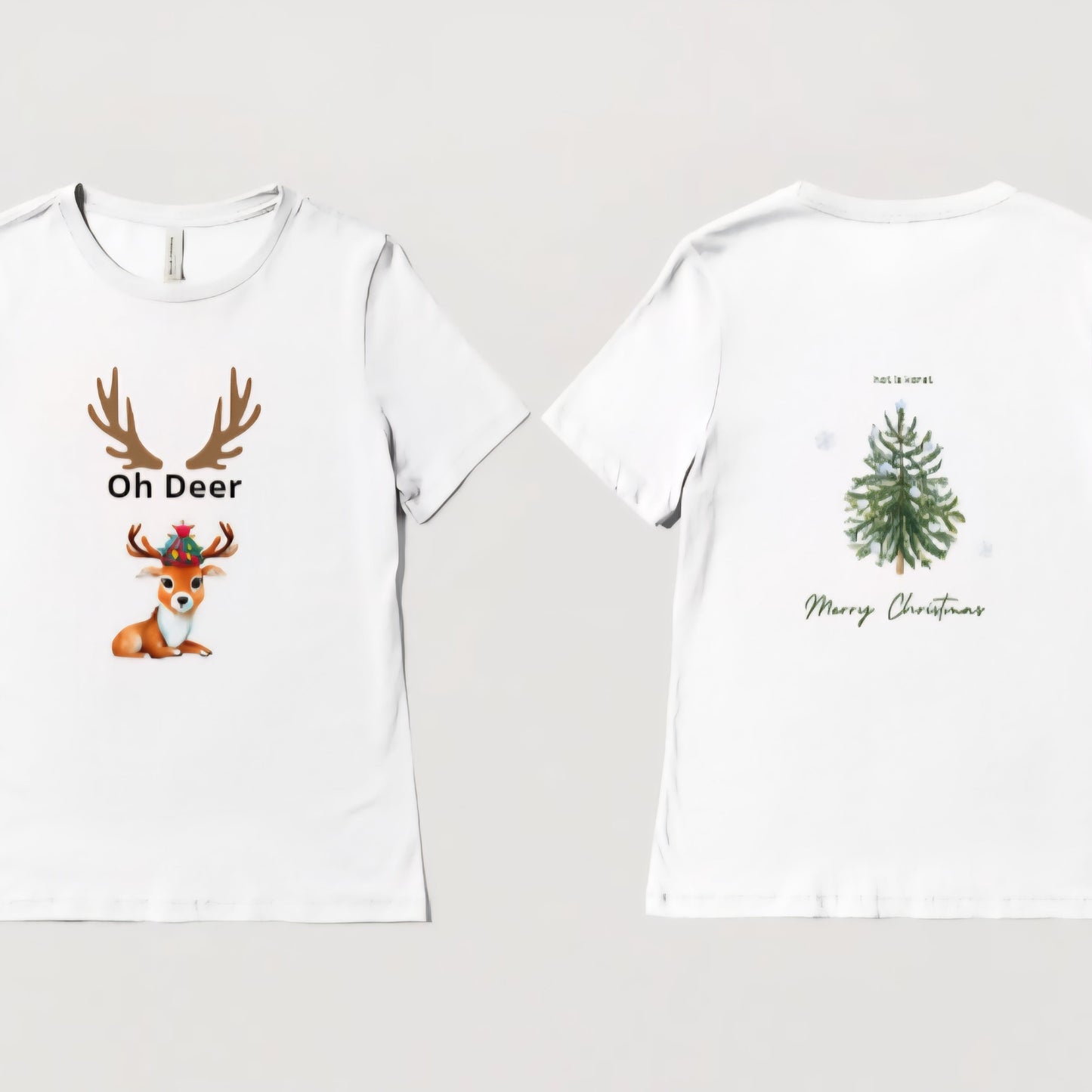 Kerst t-shirt Oh deer - het is kerst - voor en achterkant bedrukt