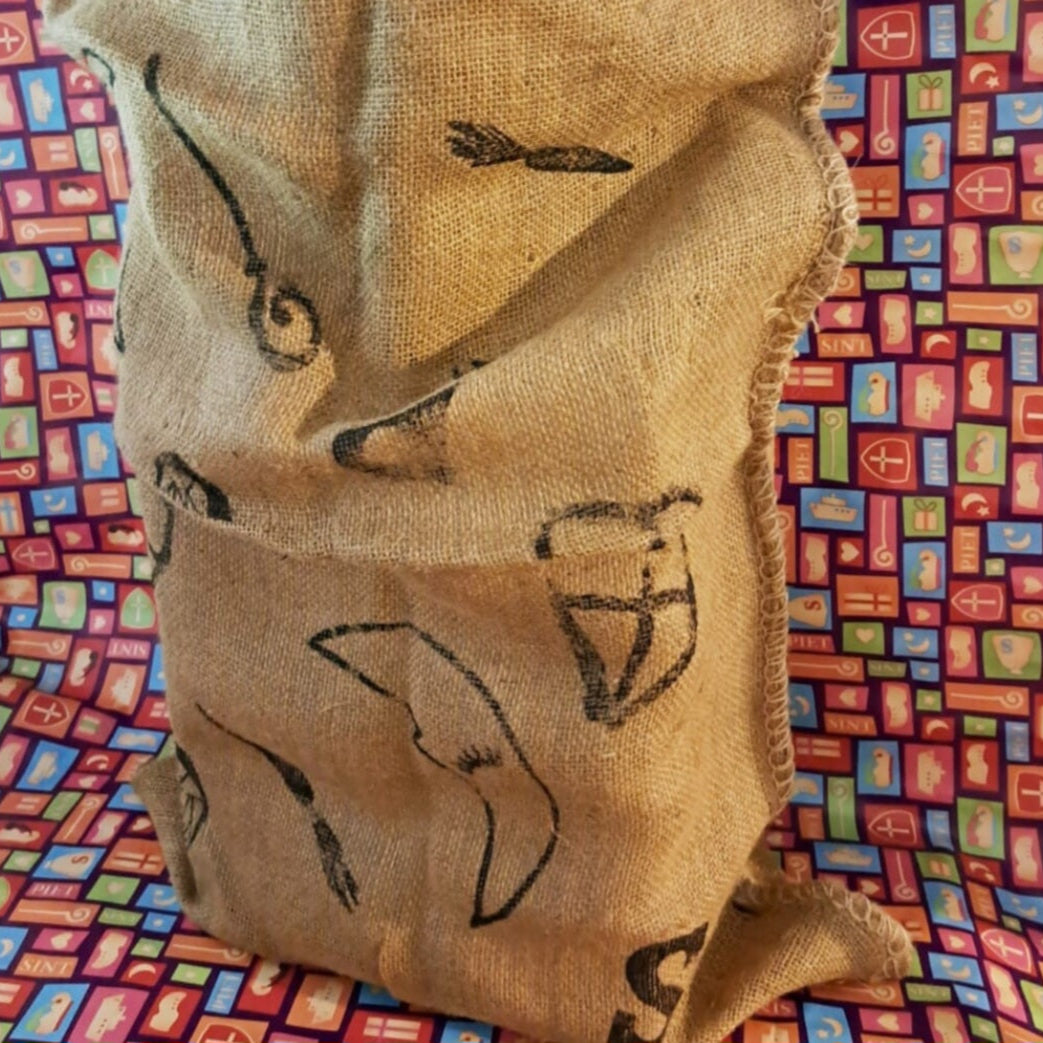 Jute sinterklaas zak met namen - sinterklaaszak met tekst