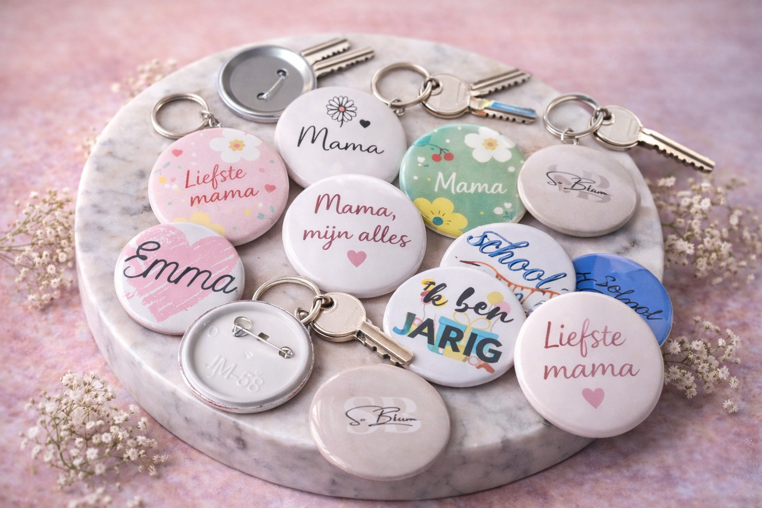 Buttons / sleutelhangers / spiegels