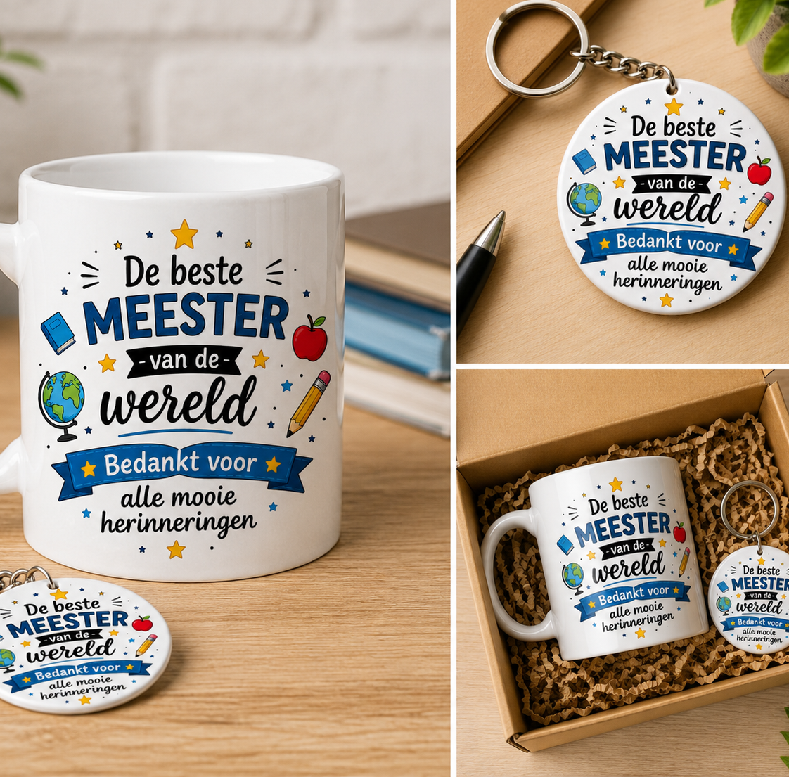 Cadeauset Meester Mok & Sleutelhanger cadeau