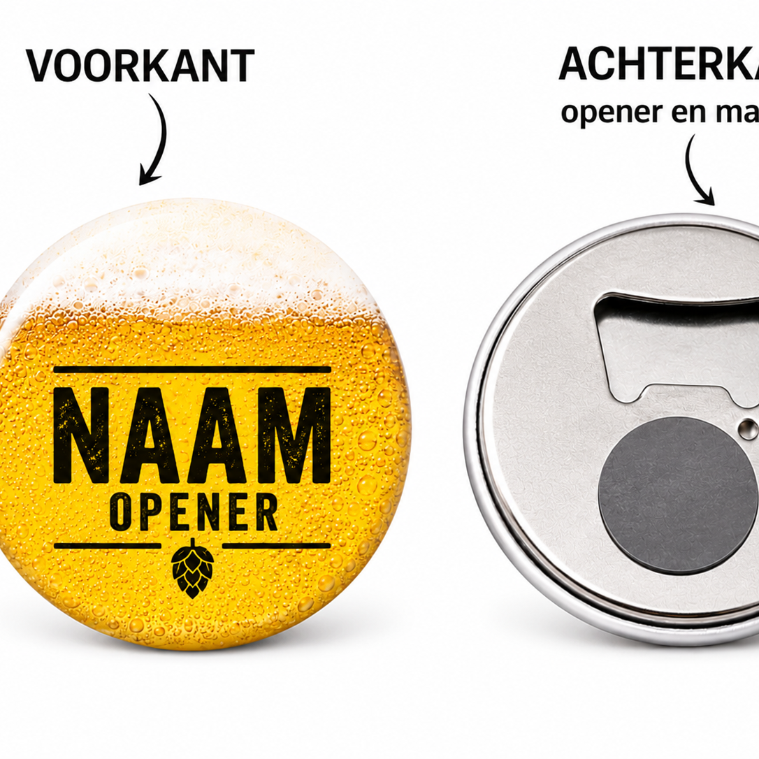 Gepersonaliseerde Magnetische bieropener met naam - subliemdruk.nl 