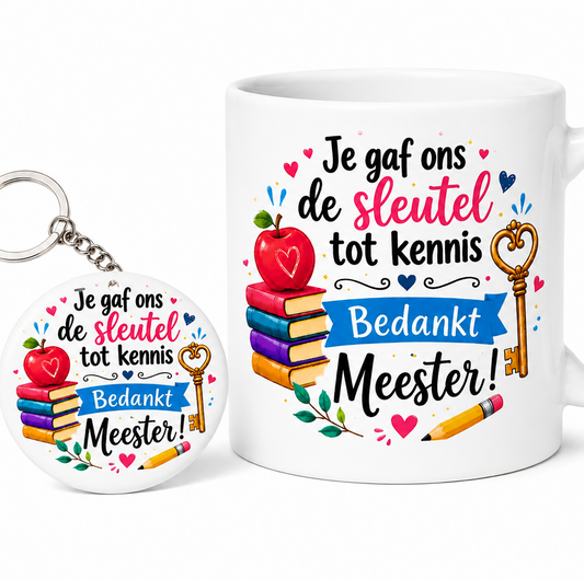 Cadeauset met mok en sleutelhanger voor meester