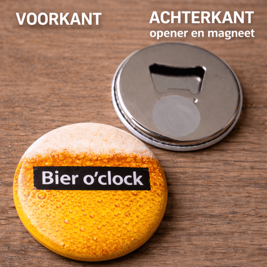 Bieropener met Magneet – “Bier o’clock” – Koelkastmagneet Flesopener – Origineel Cadeau voor Mannen & Bierliefhebbers