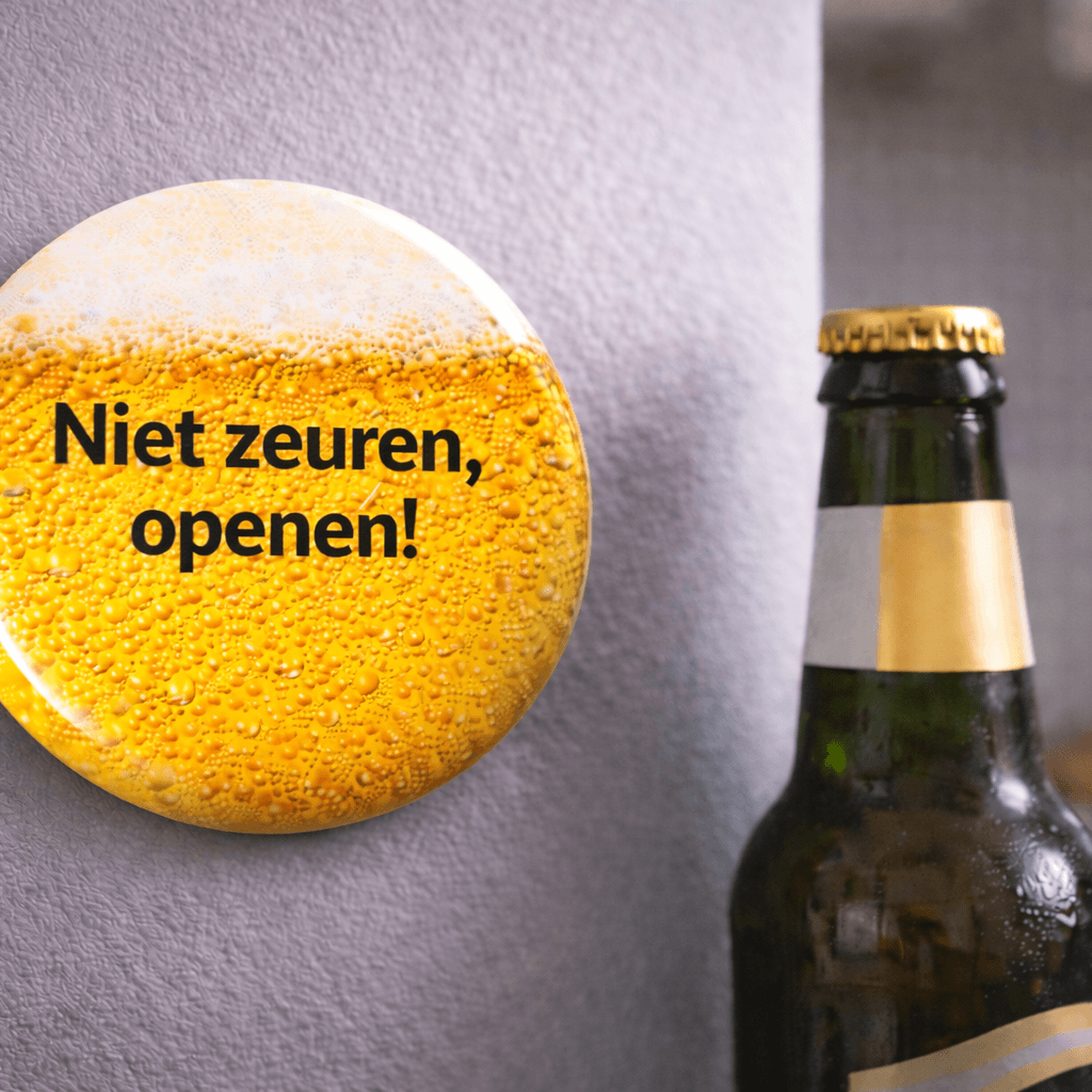 Bieropener met Magneet – “Niet zeuren, openen!” – Grappige Flesopener – Cadeau voor Mannen / Vader – Koelkastmagneet