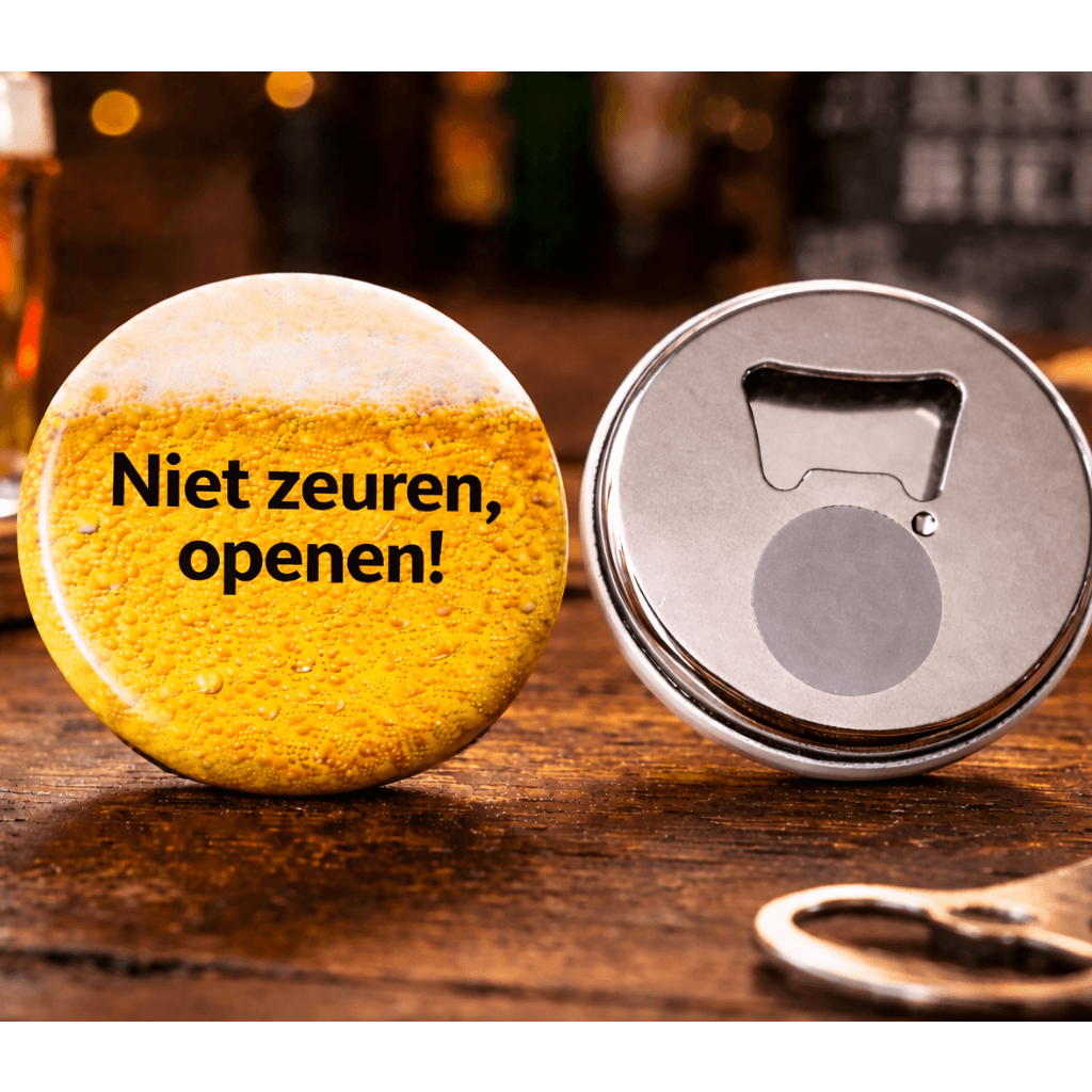 Bieropener met Magneet – “Niet zeuren, openen!” – Grappige Flesopener – Cadeau voor Mannen / Vader – Koelkastmagneet
