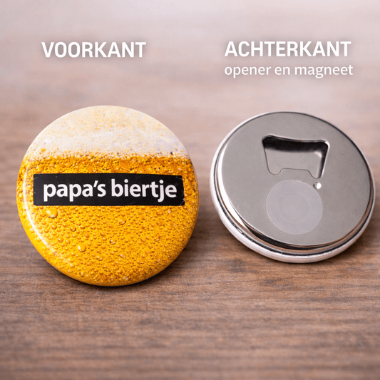 Bieropener met Magneet – “Papa’s Biertje” – Koelkastmagneet Flesopener – Origineel Cadeau voor Vader & Bierliefhebbers