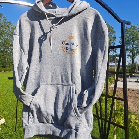 Hoodie - camping  king - grijs - uniek
