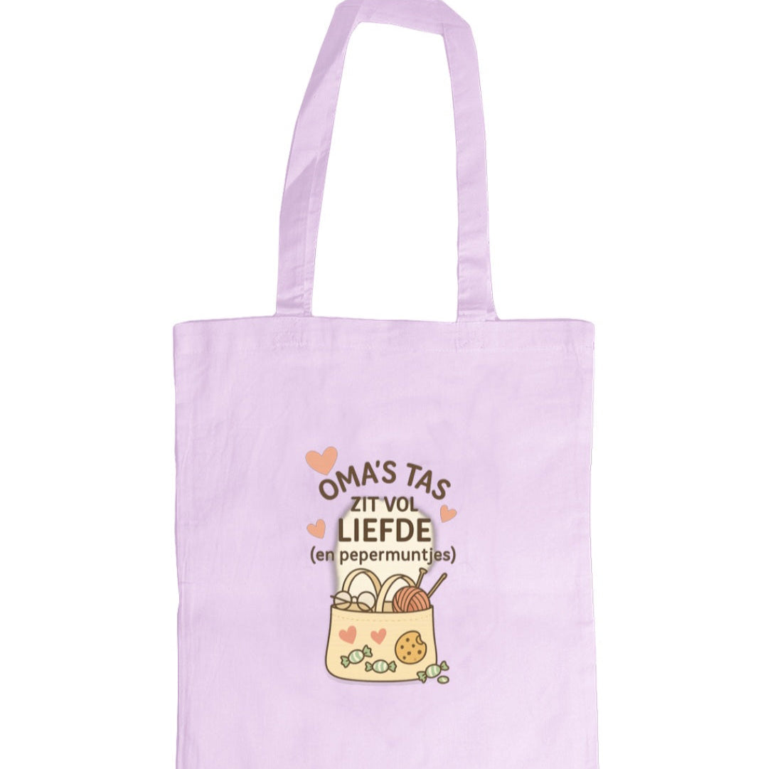 Canvas tas – “Oma’s tas zit vol liefde (en pepermuntjes)”