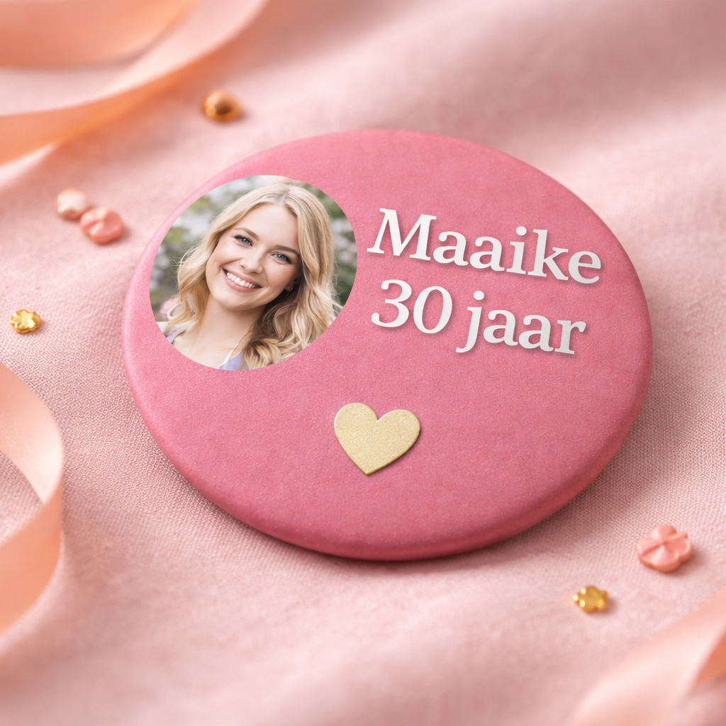 Gepersonaliseerde Button met Naam, Leeftijd & Foto – Verjaardag – 58mm
