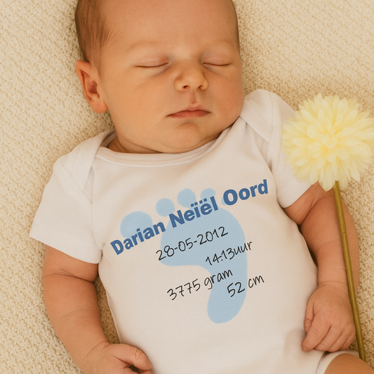 Persoonlijke geboorte romper – Met Naam, Geboortedatum & Details