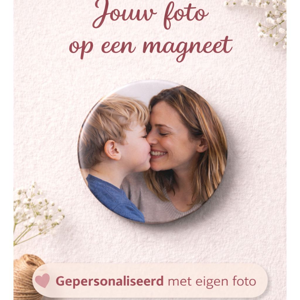 Foto koelkastmagneet 58mm – Gepersonaliseerd met eigen foto | Uniek cadeau