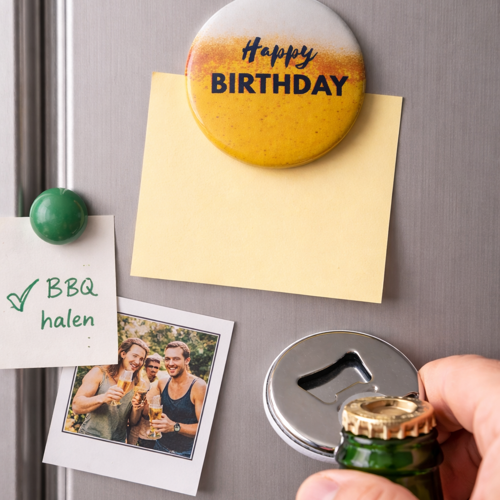 Bieropener Magneet – “Happy Birthday” – Origineel Cadeau
