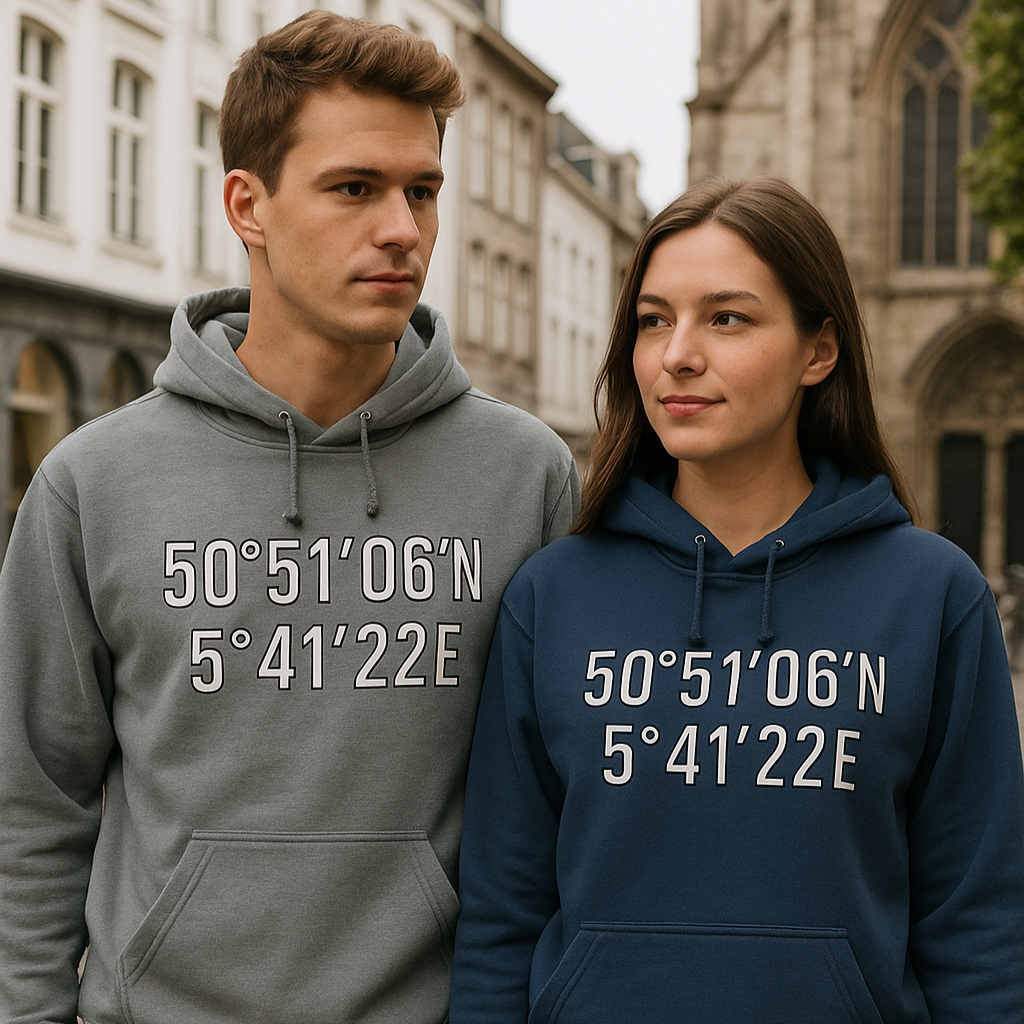 Hoodie met Coördinaten van Maastricht