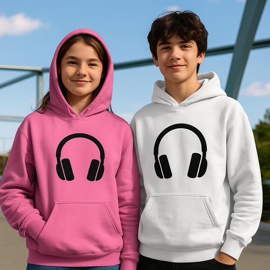 Kinder Hoodie – Headphone Design (3-13 jaar) 🎧