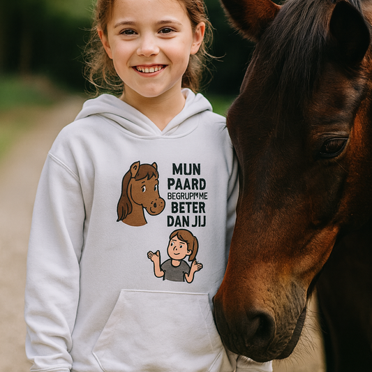 Kinder Hoodie – “Mijn paard begrijpt me beter dan jij” 🐴