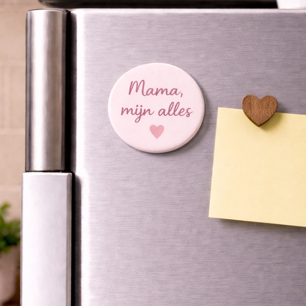 Koelkast magneet “Mama, mijn alles” – 58mm | Lief cadeau voor moeder