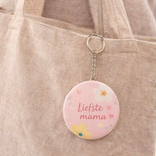 Liefste Mama Sleutelhanger – Cadeau voor Moeder – Bloemen Design – Persoonlijk & Lief - 58mm