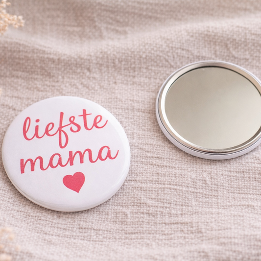 Liefste Mama Spiegel 58mm – Compact Zakspiegeltje – Cadeau voor Moeder