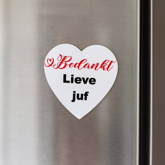 Magneet hart vorm - Bedankt lieve juf