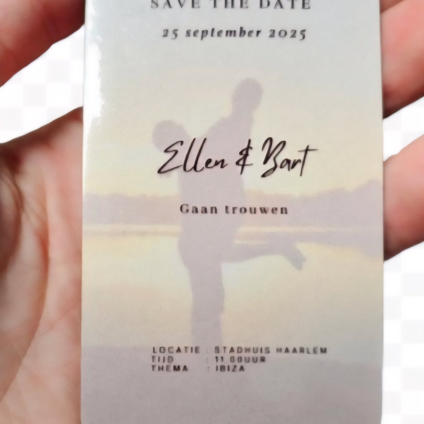 Magneet save the date - eigenfoto en informatie