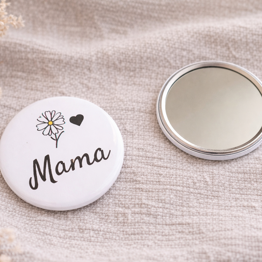 Mama Spiegel 58mm – Compact Zakspiegeltje met Bloem – Lief Cadeau voor Moeder