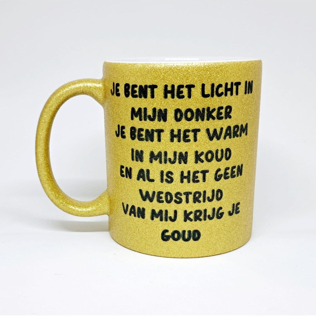 Mok - Goud met hart en tekst