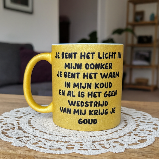 Mok - Goud met hart en tekst