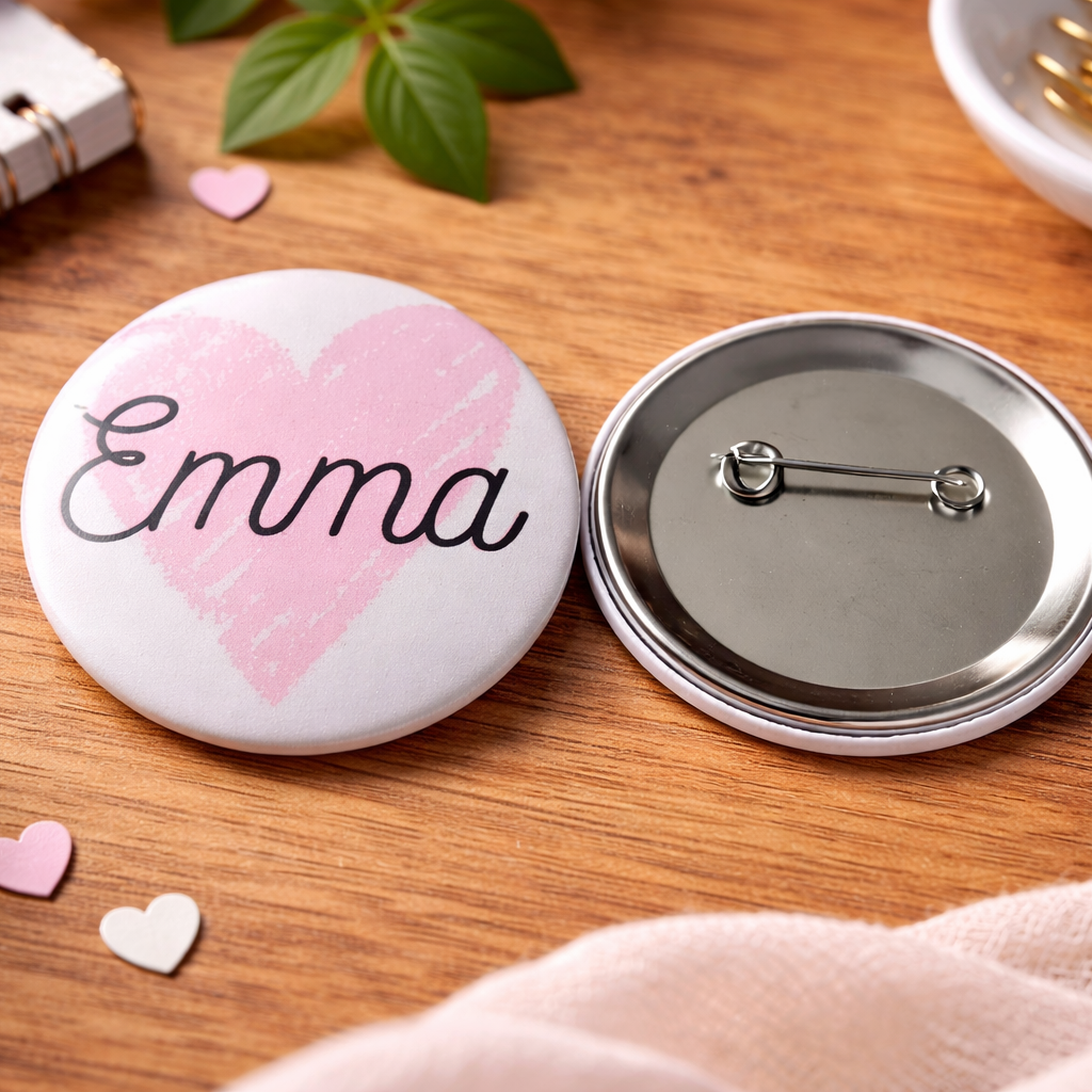 Gepersonaliseerde naam button meisje – met hartje