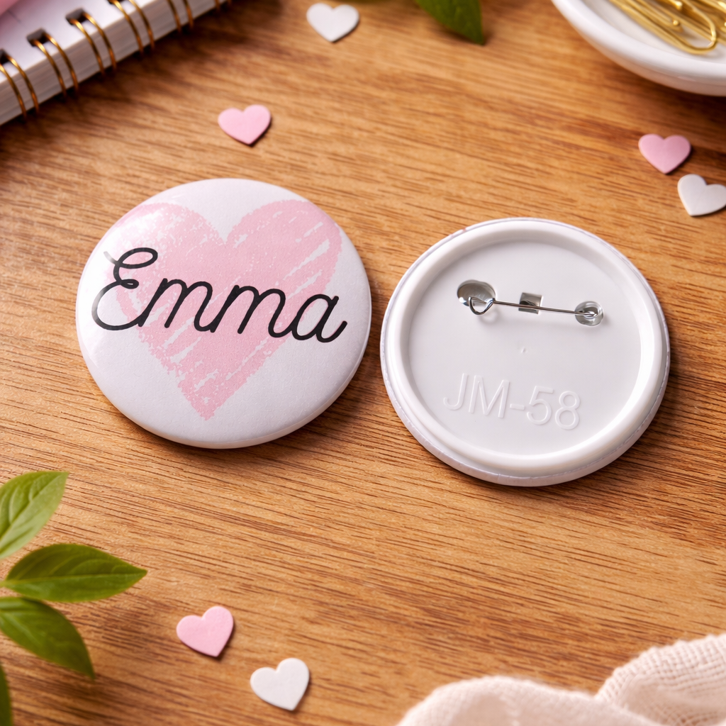 Gepersonaliseerde naam button meisje – met hartje