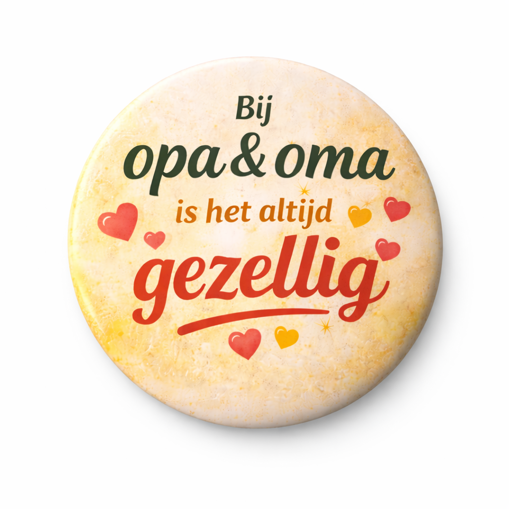 Koelkastmagneet Opa & Oma – Bij opa en oma is het altijd gezellig – 58 mm – Cadeau voor opa en oma – Lief cadeau grootouders