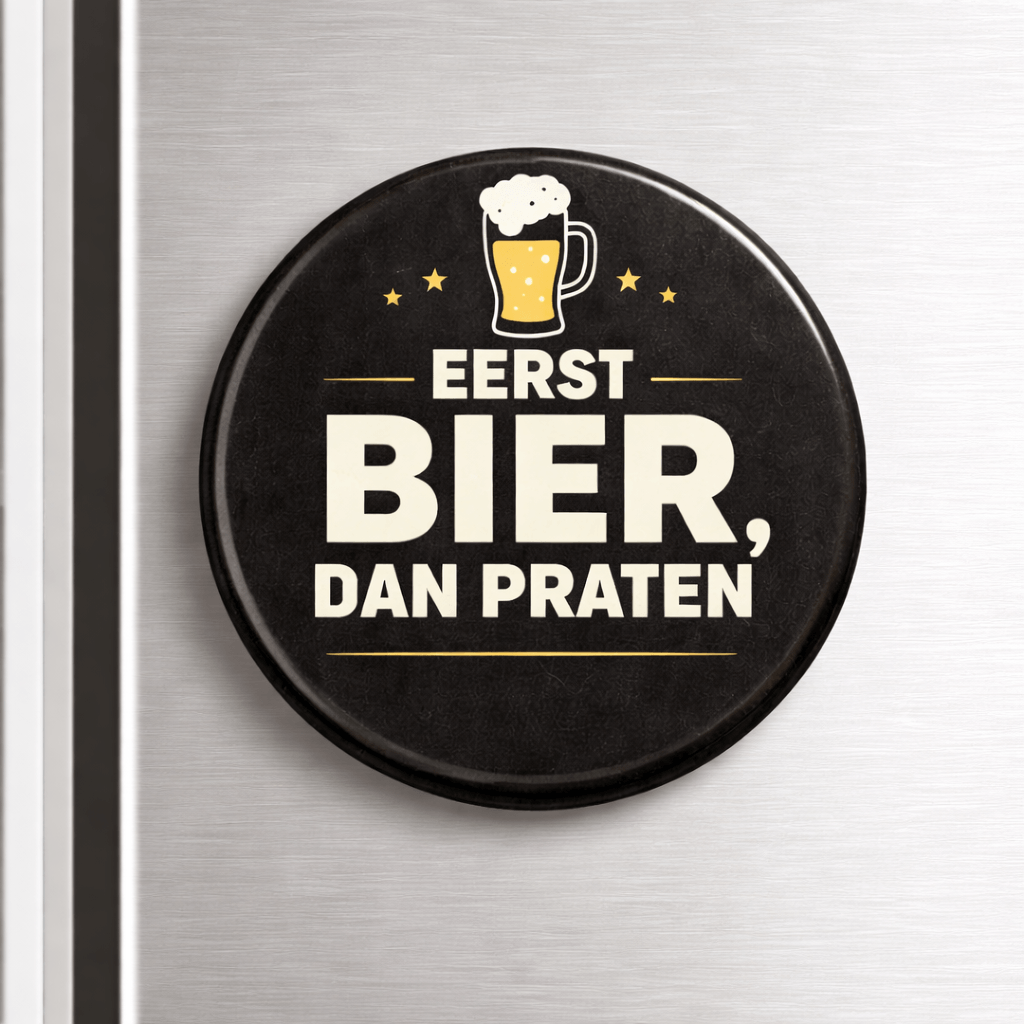 Koelkastmagneet - eerst bier, dan praten