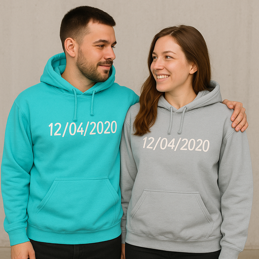 Gepersonaliseerde datum hoodie - unisex
