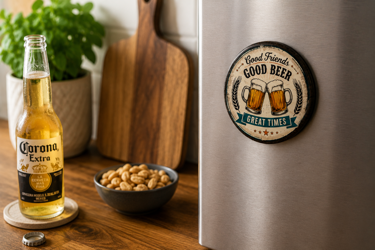 Magnetische Bieropener voor Koelkast - good friends