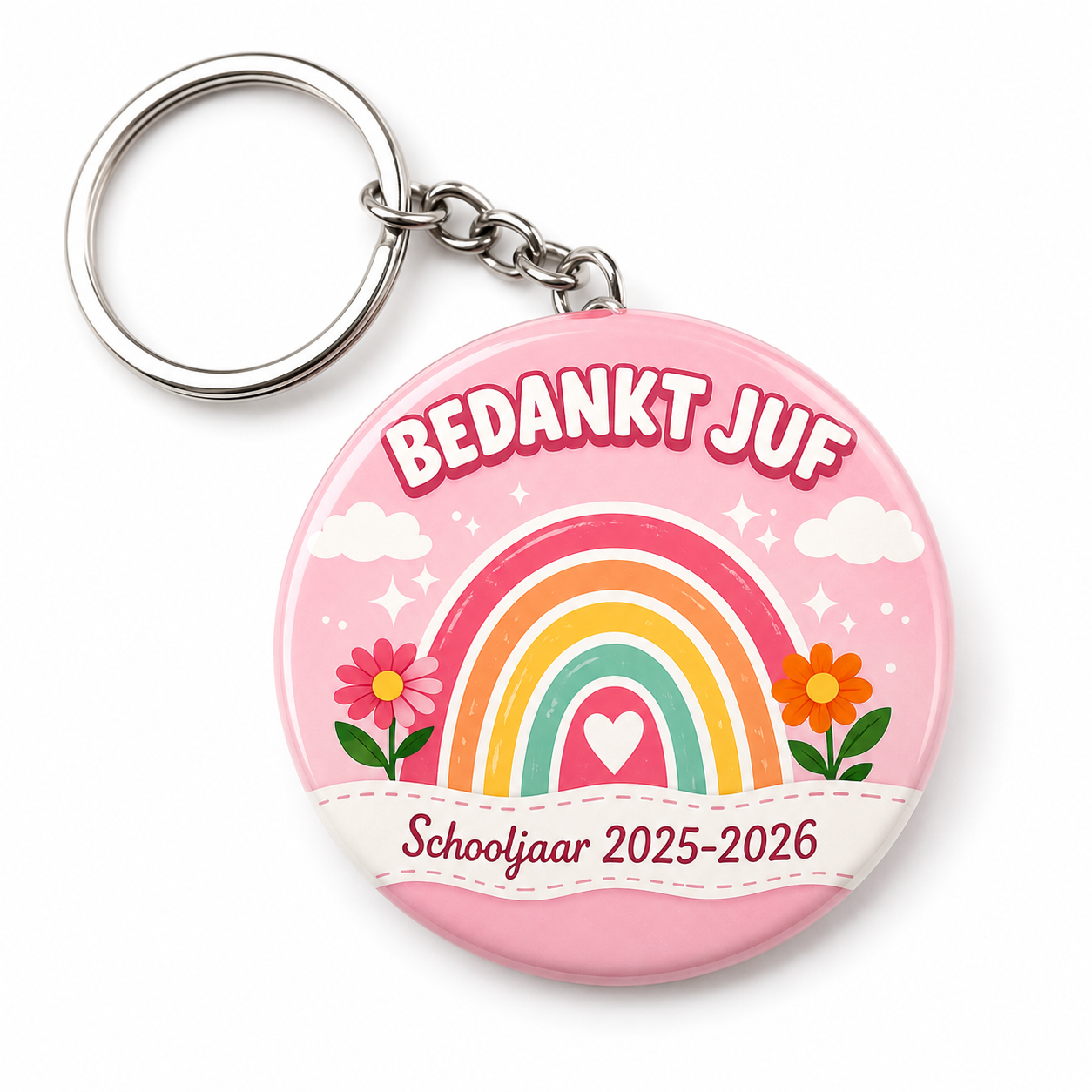 Bedankt Juf Sleutelhanger | Cadeau voor Juf | Afscheid Schooljaar 2025-2026 | Einde Schooljaar Cadeautje | 58mm