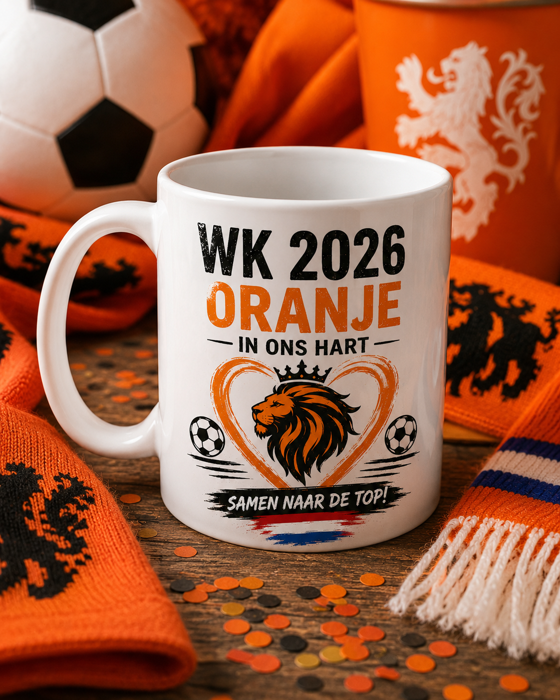 WK 2026 Mok – Oranje in Ons Hart | Samen Naar De Top! 🧡⚽🦁