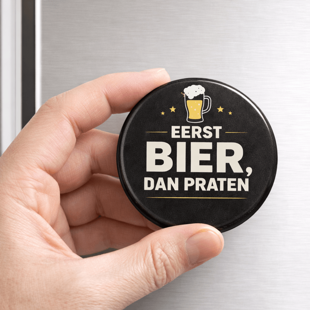 Koelkastmagneet - eerst bier, dan praten