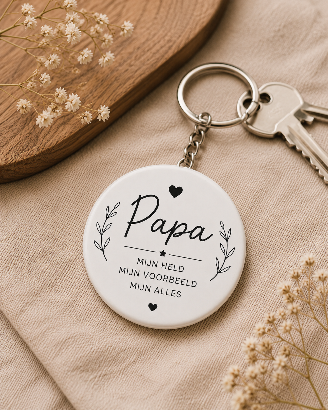 Papa Sleutelhanger - Mijn Held, Mijn Voorbeeld, Mijn Alles - Vaderdag Cadeau - 58 mm