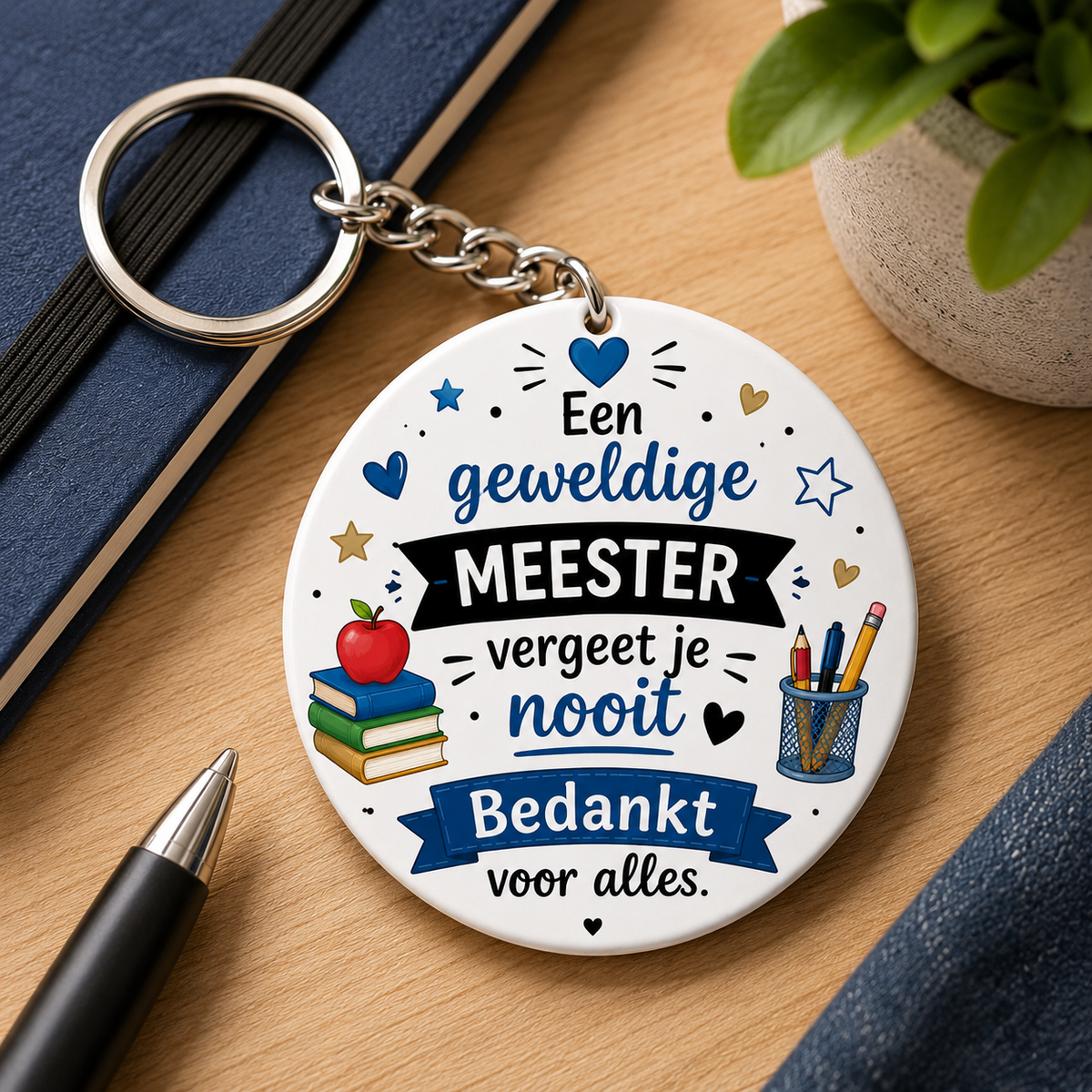 Bedankt meester sleutelhanger - SuBliemdruk.nl 