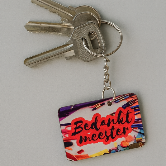 Sleutelhanger - Bedankt meester - met eigen naam